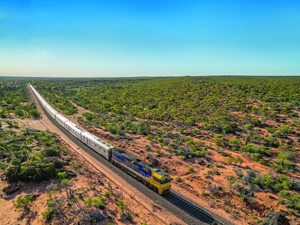 The Indian Pacific crossing the Nullarbor near Ooldea