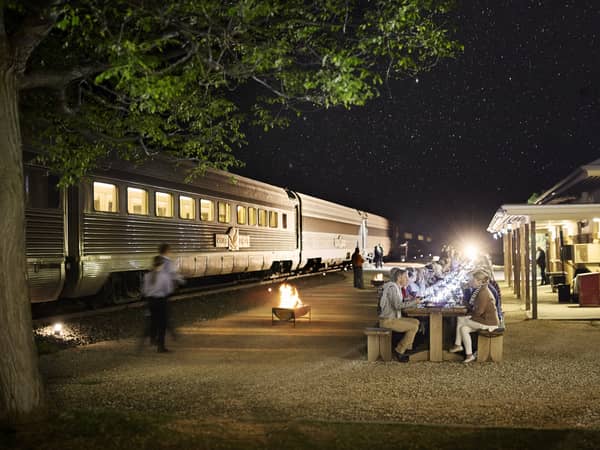 Dinner under the stars beside the Indian Pacific at Rawlinna