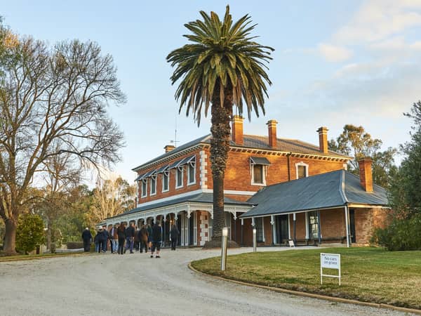 Guests arriving at a grand historic homestead on the Murray