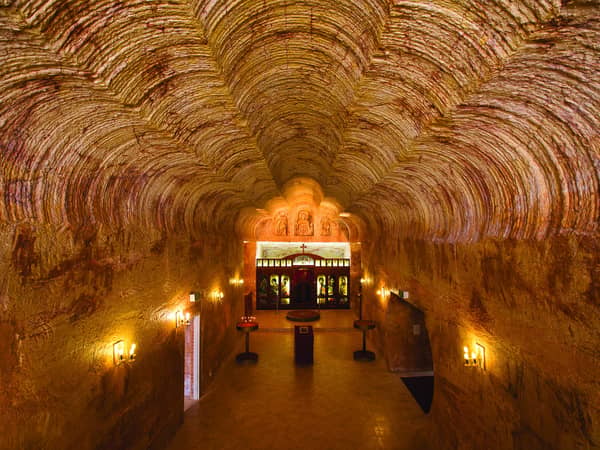 An underground church carved into the rock at Coober Pedy